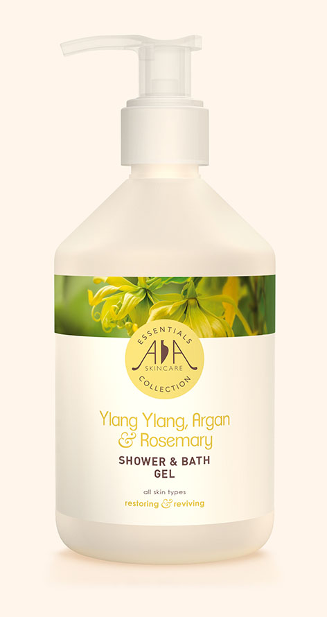 Ylang Ylang, Argan & Rosemary Shower & Bath Gel AA Skincare - Salon Size 500ml.